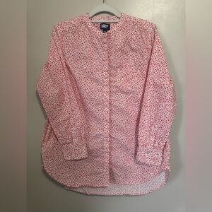 Lands' End Red and White Floral Blouse